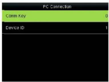 PC Connection Comm Key 0 Device ID 1