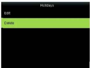Holidays Edit Delete