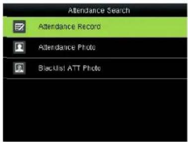 Attendance Search Attendance Record Attendance Photo Blacklist ATT Photo
