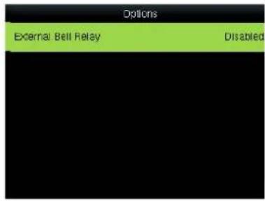 Options External Bell Relay Disabled