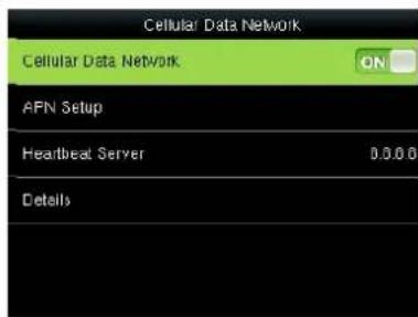Cellular Data Network Cellular Data Network AFN Setup Heartbeat Server 0.0.0.0 Details