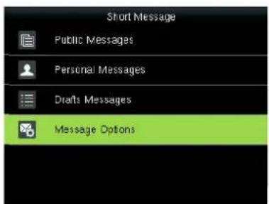 Short Message Public Messages Personal Messages Drafts Messages Message Options