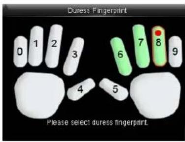 Duress Fingerprint Please select duress fingerprint.