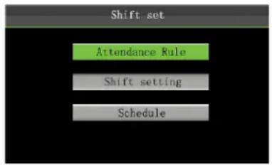 Shift set Attendance Rule Shift setting Schedule