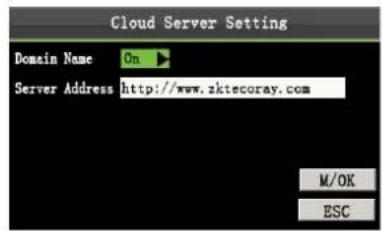 Cloud Server Setting Domain Name On Server Address http://www.zktecoray.com M/OK ESC