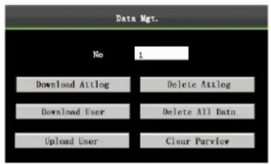 Data Mgt. No 1 Download Atilog Delete Atilog Download User Delete All Data Upload User Clear Parview