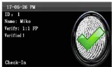 17-05-26 PM ID: 1 Name: Mike Verify: 1:1 FP Verified! Check-In