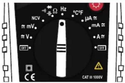 NCV Hz °C°F μA ≈ mA ≈ A ≈ OFF OFF CE CAT III 1000V
