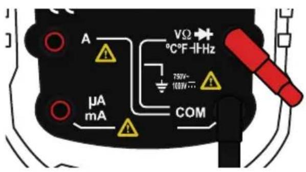 A μA mA VΩ °C°F-I-Hz 750V~ 100V... COM