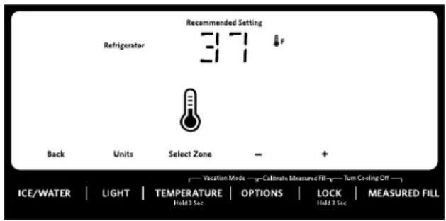 KITCHENAID KRMF606ESS - Cómo ver los puntos de ajuste de temperatura - 1