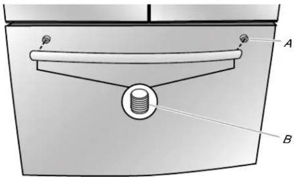 Technical diagram showing a mechanical component with labeled parts A and B, including a threaded bolt and spring.