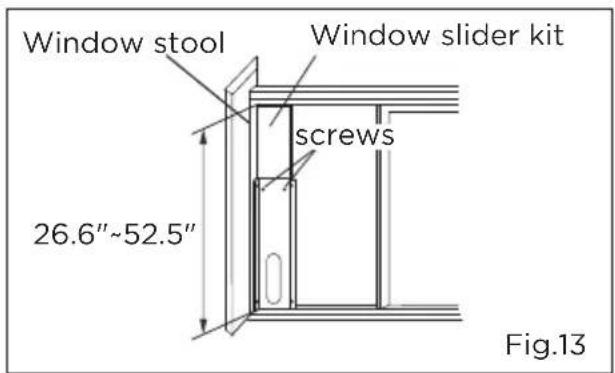 Window stool Window slider kit screws 26.6"~52.5" Fig.13