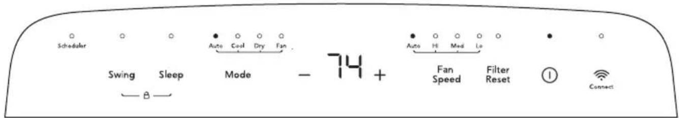 Scheduler Swing Sleep Mode - 74 + B Auto Cool Dry Fan Auto Hi Med Lo Fan Speed Filter Reset Connect