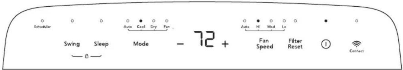 Scheduler Swing Sleep Mode - 72 + Auto Cool Dry Fan Auto Hi Med Lo Fan Speed Filter Reset Connect