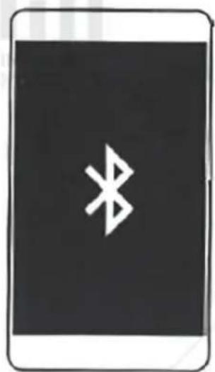 Smartphone screen displaying a white Bluetooth symbol on a black background (no text or symbols on the device itself)