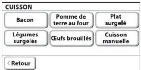 CUISSON Bacon Pomme de terre au four Plat surgelé Légumes surgelés Œufs brouillés Cuisson manuelle < Retour