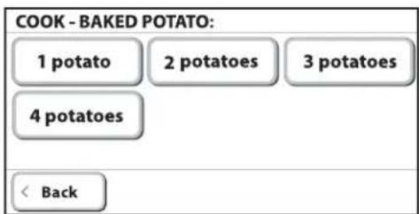 COOK - BAKED POTATO: 1 potato 2 potatoes 3 potatoes 4 potatoes < Back