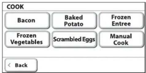 COOK Bacon Baked Potato Frozen Entree Frozen Vegetables Scrambled Eggs Manual Cook < Back