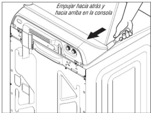 Empujar hacia atrás y hacia arriba en la consola