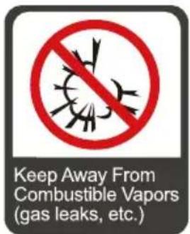 Keep Away From Combustible Vapors (gas leaks, etc.)