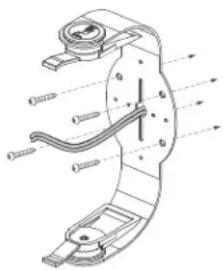 Technical diagram of a mechanical component with dimension annotations and directional arrows indicating flow or movement.