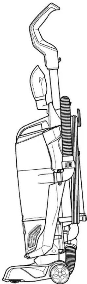 Line drawing of a vacuum cleaner with handle and wheels (no text or symbols)