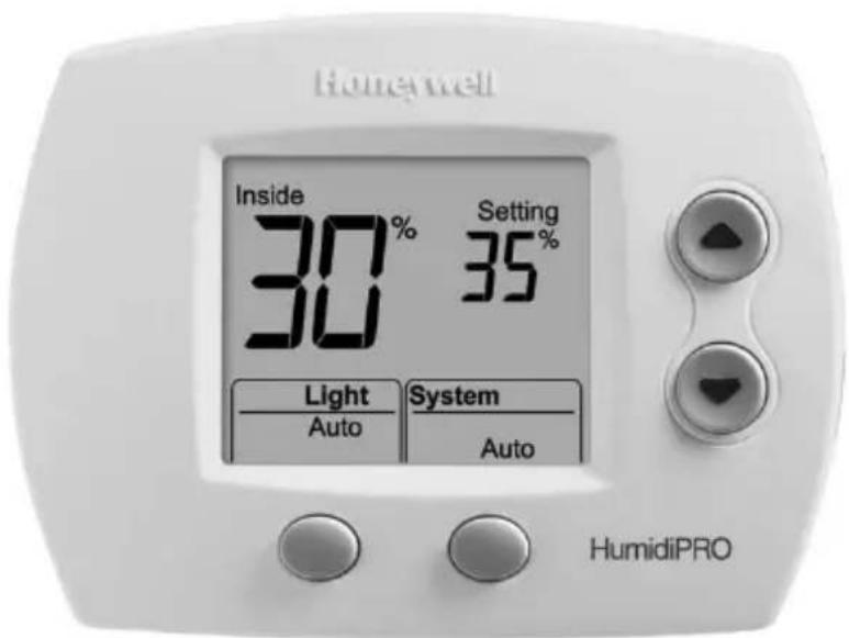 Honeywell Inside 30% Setting 35% 30 Light System Auto Auto HumidiPRO