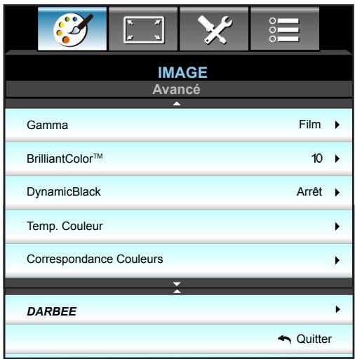 OPTOMA HD28DSE - Menu Image - Avancé - 1
