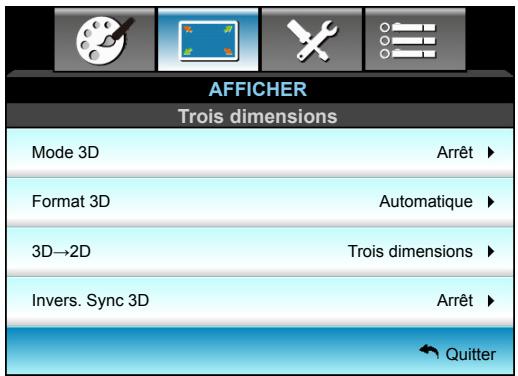 OPTOMA HD28DSE - Menu Affichage 3D - 1