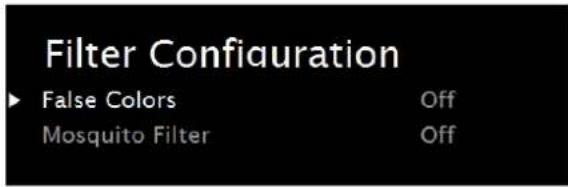 Filter Configuration ▶ False Colors Off Mosquito Filter Off