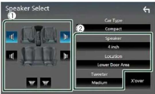 Speaker Select ① ② Car Type Compact Speaker 4 inch Location Lower Door Area Tweeter Medium X'over