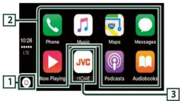 10:28, LTE, Phone, Music, Maps, Messages, Now Playing, JVC, HOME, Podcasts, Audiobooks
