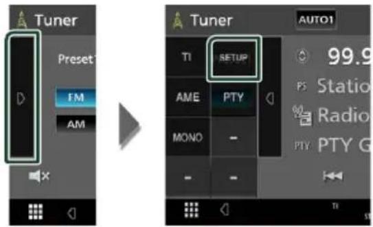 Tuner Preset FM AM Tuner AUTO1 TI SETUP AME PTY MONO - - TI 99.9 PS Station Radio PTY PTY G