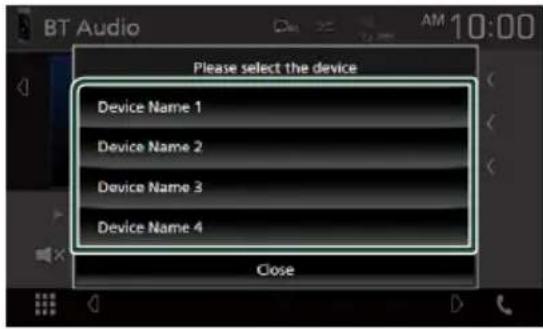 Please select the device Device Name 1 Device Name 2 Device Name 3 Device Name 4 Close
