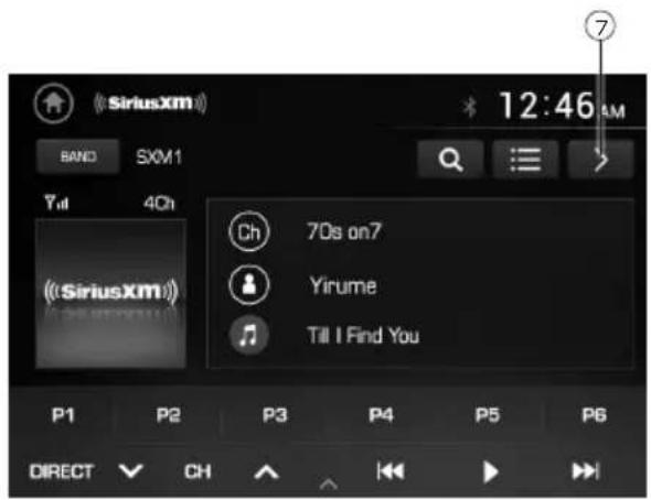 SiriusXM BAND SXM1 7:46 AM Yill 4Ch (SiriusXM) Ch 70s on7 Yirume Till I Find You P1 P2 P3 P4 P5 P6 DIRECT CH