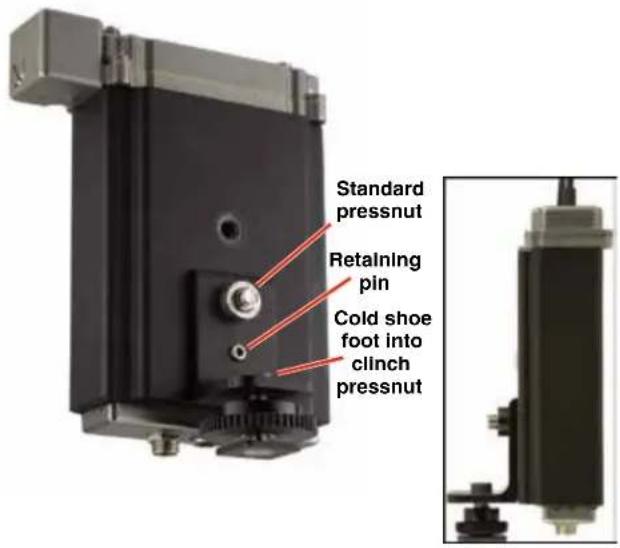 Standard pressnut Retaining pin Cold shoe foot into clinch pressnut