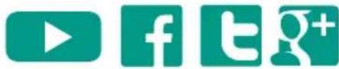 Three green social media platform icons: YouTube, Facebook, and Twitter logo