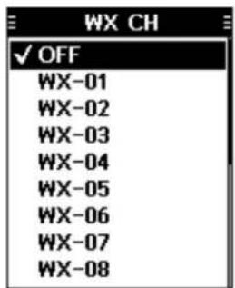 WX CH ✓ OFF WX-01 WX-02 WX-03 WX-04 WX-05 WX-06 WX-07 WX-08