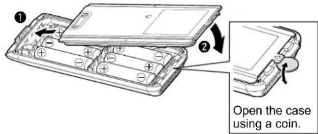 Open the case using a coin.