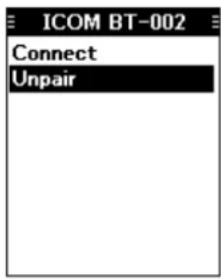 ICOM BT-002 Connect Unpair