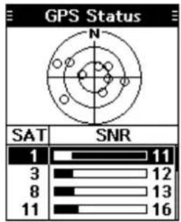 GPS Status N SAT SNR 1 11 3 12 8 13 11 16