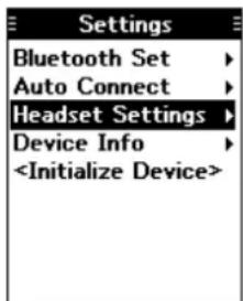 Settings Bluetooth Set Auto Connect Headset Settings Device Info