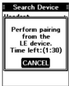 Perform pairing from the LE device. Time left:(1:30) CANCEL