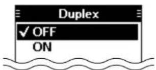 Duplex ✓ OFF ON
