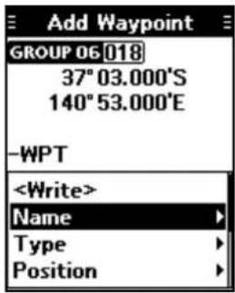 Add Waypoint GROUP 06 018 37° 03.000'S 140° 53.000'E -WPT Name Type Position