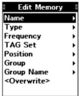 Edit Memory Name Type Frequency TAG Set Position Group Group Name