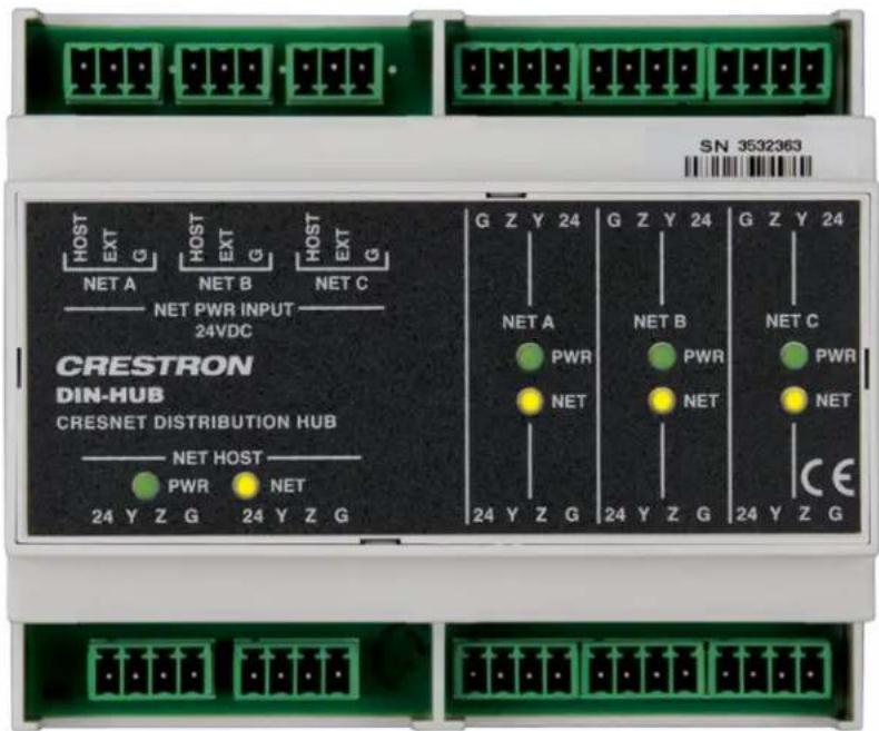 CRESSTRON DIN-HUB CRESNET DISTRIBUTION HUB HOST EXT G NET A NET B NET C 24VDC G Z Y 24 PWR 24 Y Z G 24 Y Z G G Z Y 24 NET A PWR 24 Y Z G 24 Y Z G G Z Y 24 NET B PWR 24 Y Z G 24 Y Z G G Z Y 24 NET C PWR 24 Y Z G 24 Y Z G SN 3532363