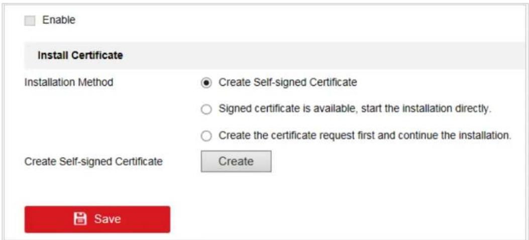 Enable Install Certificate Installation Method Create Self-signed Certificate Signed certificate is available, start the installation directly. Create the certificate request first and continue the installation. Create Self-signed Certificate Create Save