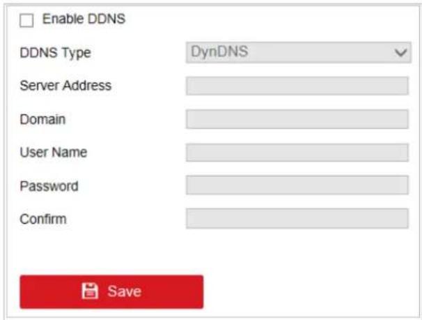 Enable DDNS DDNS Type DynDNS Server Address Domain User Name Password Confirm Save