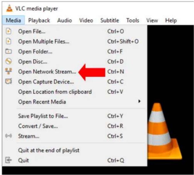 VLC media player Media Playback Audio Video Subtitle Tools View Help Open File... Ctrl+O Open Multiple Files... Ctrl+Shift+O Open Folder... Ctrl+F Open Disc... Ctrl+D Open Network Stream... Ctrl+N Open Capture Device... Ctrl+C Open Location from clipboard Ctrl+V Open Recent Media Save Playlist to File... Ctrl+Y Convert / Save... Ctrl+R Stream... Ctrl+S Quit at the end of playlist Quit Ctrl+Q